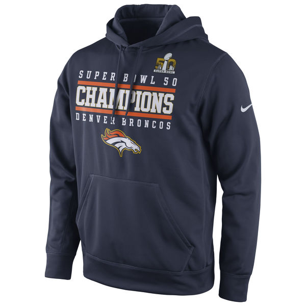 Men Denver Broncos Nike Super Bowl #50 Champions Celebration Performance Hoodie Navy
